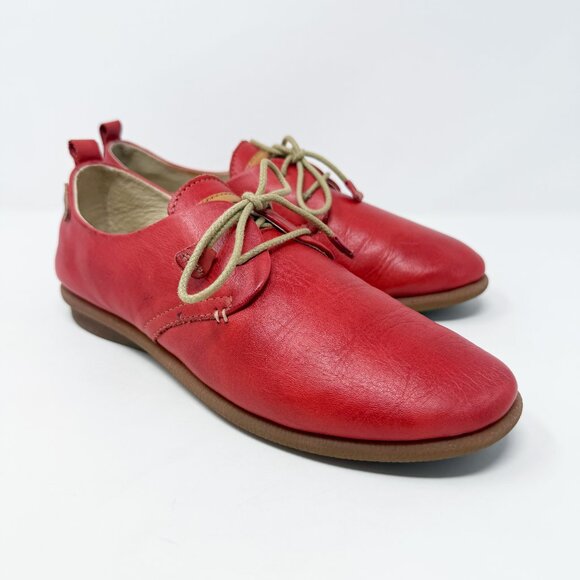 Pikolinos Red Leather Oxfords Women's Size EU 39/US Size 8.5-9 EUC Lace Up - Picture 1 of 12